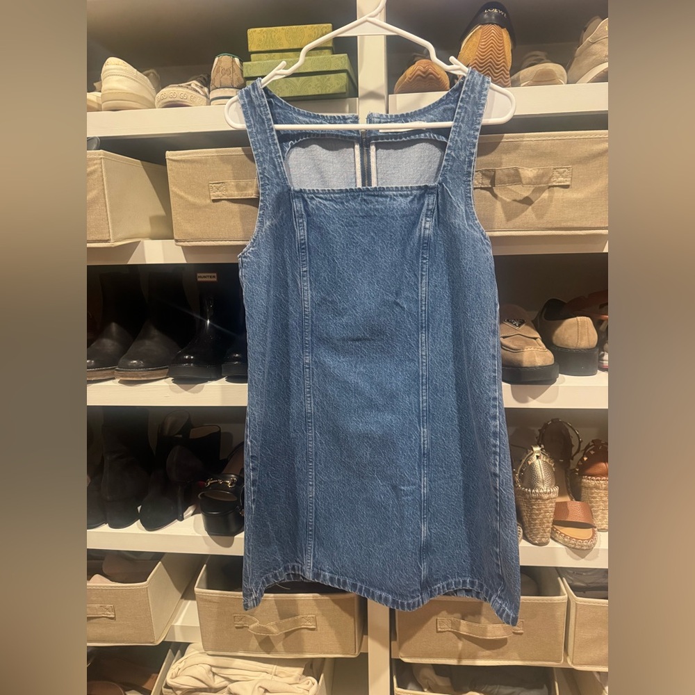 NWOT Abercrombie & Fitch Women's Blue Denim Square Neck Dress - Picture 2 of 4